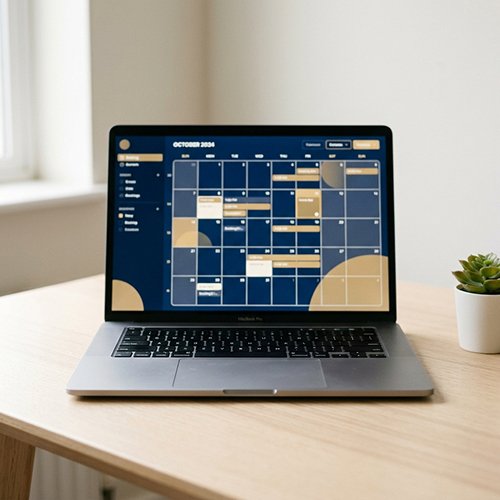Laptop displaying a med spa website with integrated online booking calendar