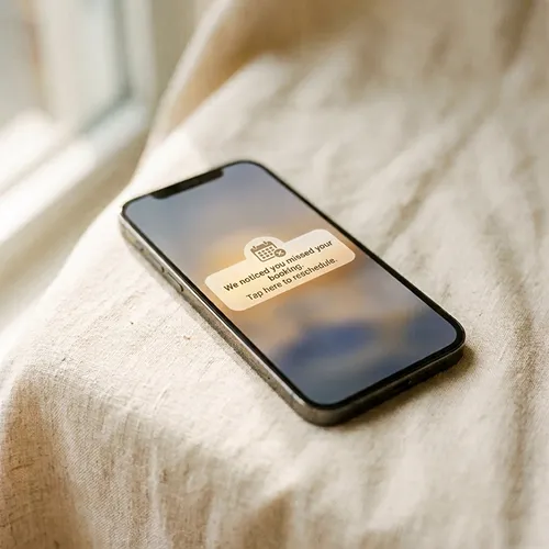 Smartphone with automated med spa appointment reminder to reduce no-shows